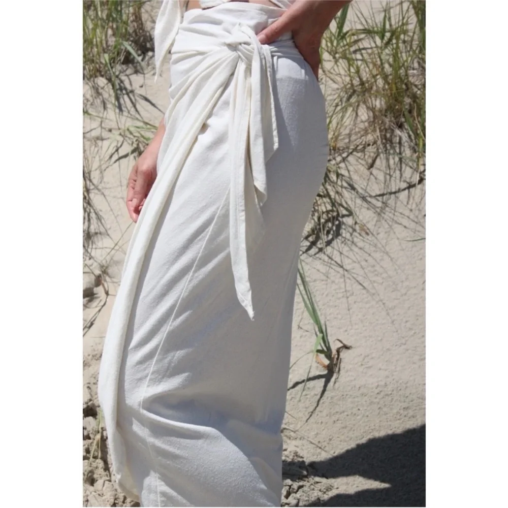 Na Nin raw silk, Tan Maxi Wrap Skirt - Picture 10 of 12